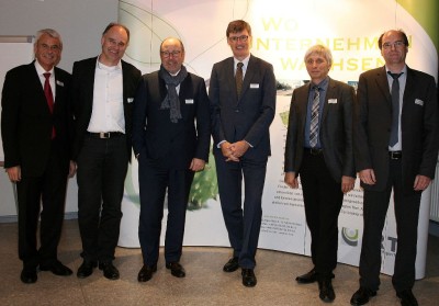 v. l.: Herr Schwind (IHK Trier); Herr. Dr. Simon (IT-Haus Föhren); Herr Neun (Innovationscoach, Allensbach), Herr Dr. Glockauer (IHK Trier); Herr Müller (IRT) u. Herr Rommelfanger (WfG Kreis Trier-Saarburg)