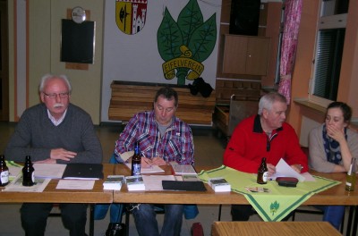 Vorsitzender Erich Michels (ganz links) berichtete im Kreise seiner Vorstandskollegen/innen über das abgelaufene Vereinsjahr.