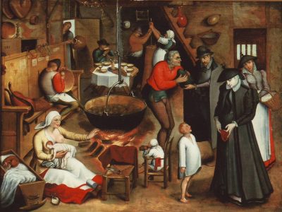 Nach Pieter Bruegel, Hoher Besuch in der Bauernstube, 16. Jahrhundert. © Stadtmuseum Simeonstift Trier